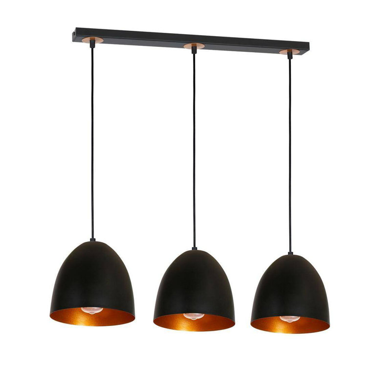 Borough Wharf Coolkeeran 3 Light Black Kitchen Island Pendant